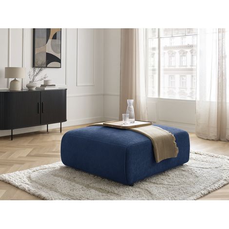 BOBOCHIC - Pouf grand JANA tissu texturé   Bleu foncé