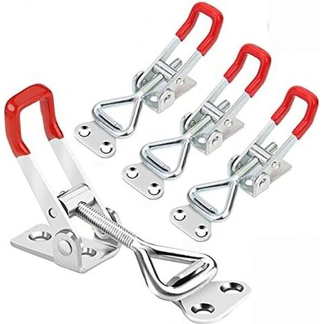 4 Hebelschlösser, 100 kg, verzinktes Metall, verstellbar, für Schränke, Kisten, Fahrzeuge (1/5)