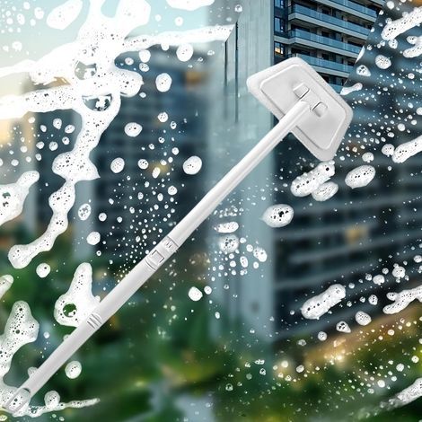 Bath tile cleaning brush – with 55 cm handle – for cleaning walls, floors, showers, sinks, toilets – white (1/5)