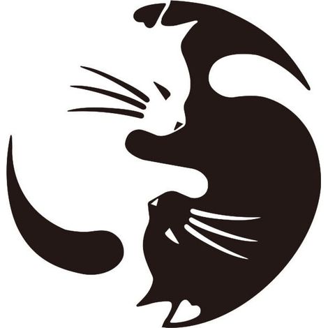 Yin-Yang-Katzen-Vinylaufkleber für Katzenliebhaber, für Auto, Wand und Laptop, 2er-Set (1/4)