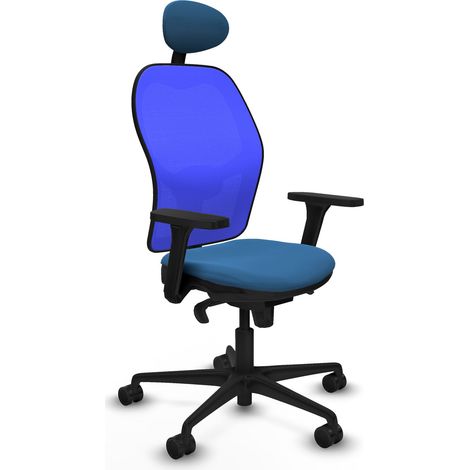 Jorquera sincro malla azul similpiel azul claro brazos 3D base nailon cabecero fijo ruedas 65mm nailon (1/5)