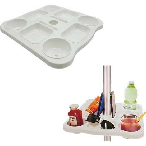 TrAdE Shop Traesio - Tavolino Vassoio Per Ombrellone Con Portabicchieri Scomparti Porta Snack Smartphone 670552a - (1/5)