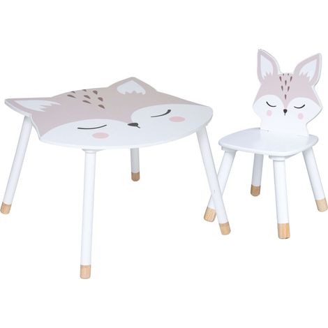 Pack Mesa con Silla Infantil Fox Conjunto Dormitorio Infantil Serigrafía Zorro Color Blanco (1/5)