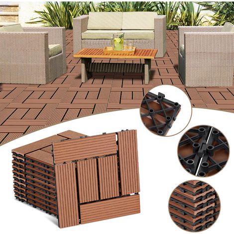Jiubiaz 55 baldosas para terraza de 5 m², con clip, de 30 x 30 cm, para exterior, para terraza y jardín, color marrón