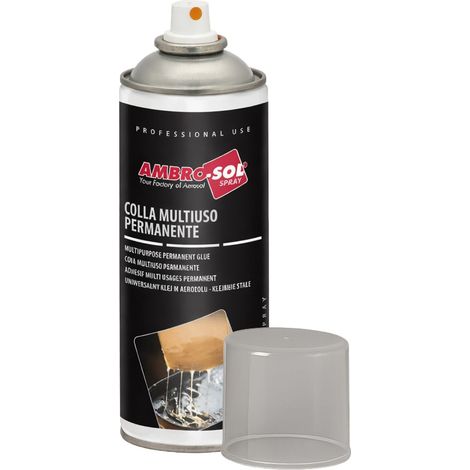 Bomboletta Colla multiuso permanente da 400 ml - Spray Ambro-sol indicato per incollare gomma, materiali vinilici, tessuti, legno e plastica (1/5)