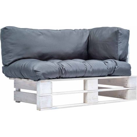 Canapé de jardin palette Canapé relax - Banc de jardin avec coussins Gris Pinède BV668286 - BonneVie (1/3)