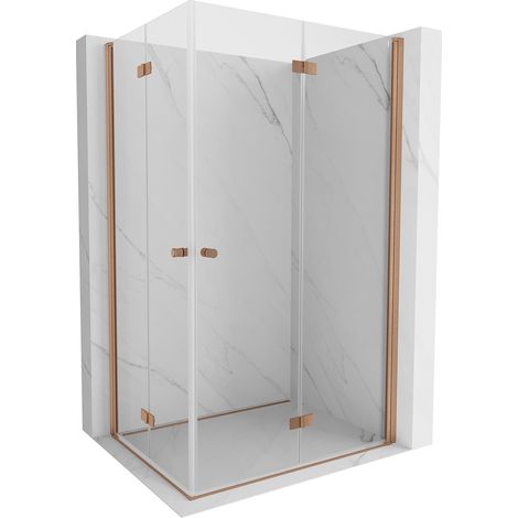 Mexen Mist-F Duo faltbare Duschkabine 75 x 100 cm, transparent, gebürstetes Kupfer - 8A6-075L-100P-65-00 (1/5)