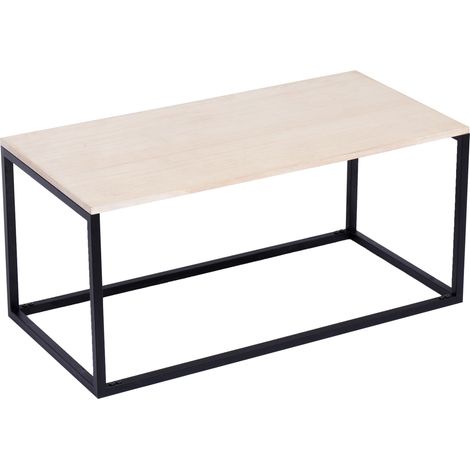 Nordlys - Table Basse Industrielle Rectangulaire Bois Moderne (1/5)