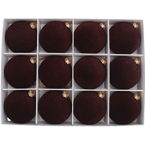 Boules De Noël En Velours - 6 cm - Ornement De Sapin De Noël En Mousse Recouverte De Velours - Pour Décoration De Fête Mariage Anniversaire - Lot De 12 (1/5)