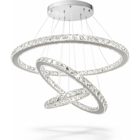Lampadario a Sospensione Moderno LED con 3 Cerchi in Cristallo