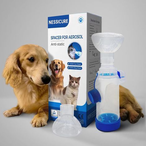 Pet Inhaler Spacer with 2 Size Masks for Cats and Dogs, Aerosol Chamber with Breathing Flow Indicator, Compatible with All MDI (1/5)