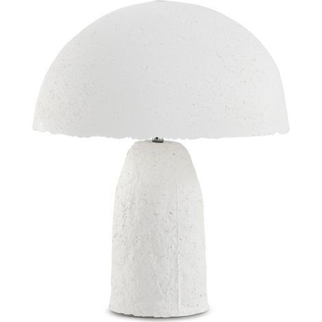 Tischlampe mit Fuß und Schirm aus weißem Pappmaché, handgefertigt (1/3)