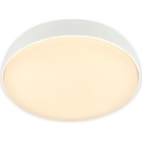 Plafonnier LED avec lumière blanc chaud, 10W, 1200lm, salon, chambre, luminaire plafonnier, cuisine, 28,5x7,6 cm, blanc (1/5)