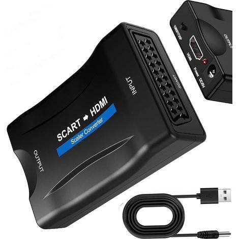 Adattatore cavo SCART verso HDMI con cavo USB 720p/1080p, convertitore HDMI/SCART per TV, monitor e proiettore, audio/video SCART HD compatibile PS3, DVD, VHS, Xbox e Blu-ray, Plug and Play (1/5)
