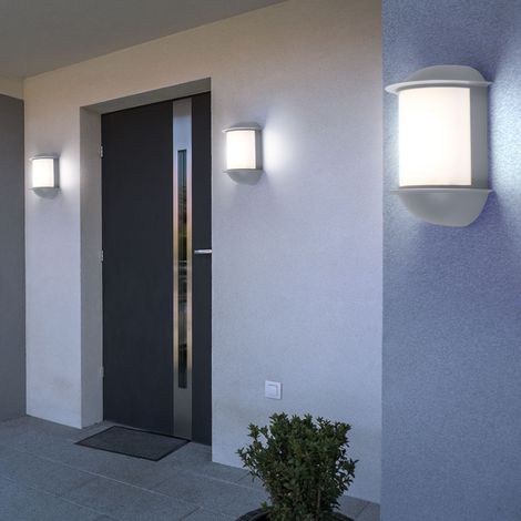 Lampada da parete per esterni Lampada da parete per esterni da giardino, lampada da esterno, fusione di alluminio argento, 1x LED 7W 550Lm, LxAxH 16x22x10 cm, set di 3