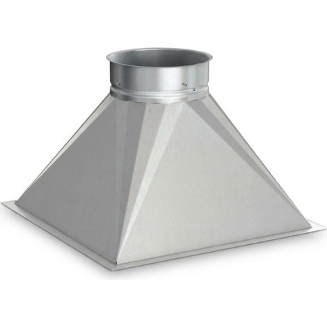 MAKA Tramoggia Quadro Tonda con Aletta Canale Aria Zincato Svasato 300x300 a Ø 220 mm sp. 0,8 mm (1/5)