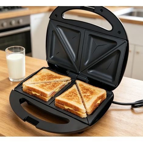 Machine à sandwichs triangulaire Aigostar 750W, surface antiadhésive, double système de chauffage, appareil de cuisson pratique pour petit déjeuner et repas rapide, design compact et performant (1/4)