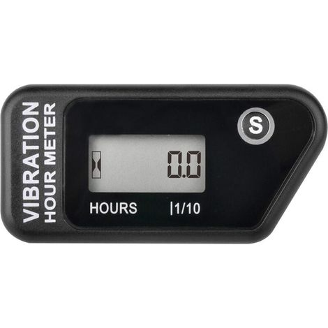 Contador de horas inalámbrico digital autoalimentado, activado por vibración, temporizador de trabajo reiniciable, apagado con bloqueo de usuario, para uso en (NEGRO) (1/4)