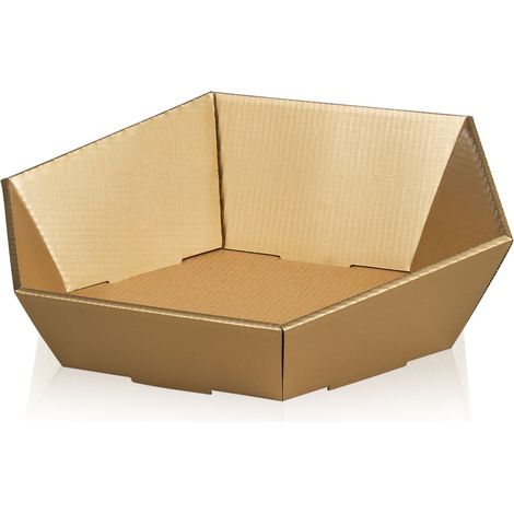 25 x Präsentkorb Geschenkkorb 465x415x90/155 mm strukturgeprägt Gold (1/2)