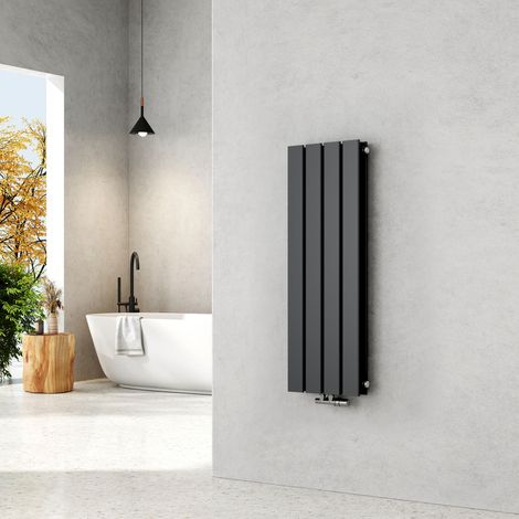 EMKE Radiateur eau chaude en acier Tube plat Montage mural Horizontal design Anthracite 90x30cm Double Couche