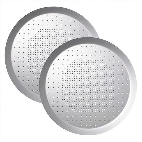 Ensemble de 2 rond pizza cuisson plateaux diamètre 25 5 cm Anodised antiadhésif Coating pizza plaque four 1 5 cm Height (1/5)