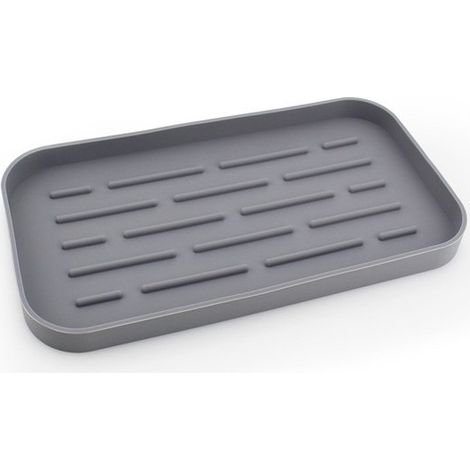 Tapis égouttoir à vaisselle en Siliconen - Porte-éponge - Organiseur de comptoir - Tapis de Séchage comptoir de Cuisine - Bac de récupération - Anti- Splash - Réutilisable - Facile à nettoyer - Grijs (1/3)