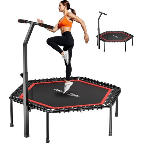 Fitness-Trampolin 50 Zoll für Erwachsene, Rebounder mit Griff, bis 230 kg belastbar, faltbar (1/5)