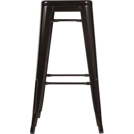 Tabourets Hauts en Acier Galvanisé Noirs - Lot de 4 - Bolero Bistro (1/5)