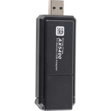 Adaptateur réseau WiFi 6E 5400 Mbps, carte réseau USB triple bande 2,4 GHz/5 GHz/6 GHz pour Windows 10 et 11 (1/5)