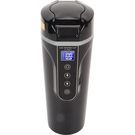 Bouilloire électrique de voyage 500 ml noire, affichage température eau, 96W 12V 24V tasse chauffante pour voiture pour thé café (1/5)