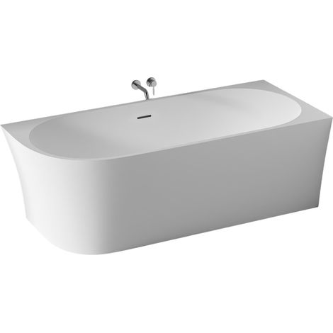 BERNSTEIN - Baignoire d'angle semi-ilot Acrylique 170x78x60cm Blanc brillant + Bonde et trop plein - installation à droite - NOVA CORNER Blanc mat