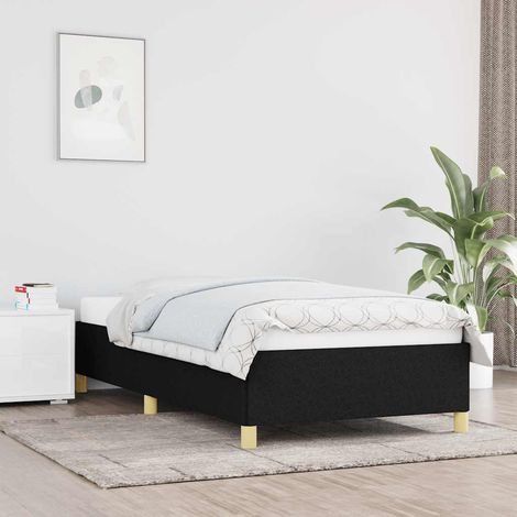Cadre de lit avec sommier à lattes 90 x 200 cm en tissu noir, sans matelas - PANGIVO (1/5)