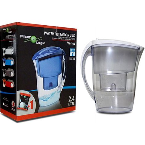 Carafe filtrante 2.4L – 1 filtre à eau – FJ402W – Élimine les dépôts et améliore le goût de l'eau – Pour boissons chaudes – Filter-Logic (1/6)
