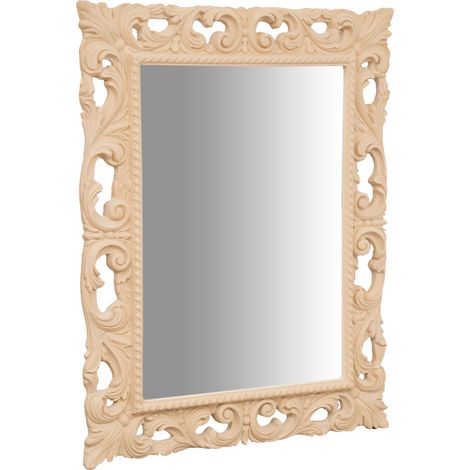 Specchio da parete 93x73x5 cm Made in Italy Specchio shabby legno chiaro Specchio barocco Specchio per bagno rettangolare