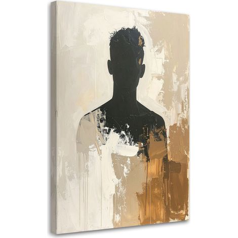 Tableaux, Abstraction masculine en beige style boho,20x30 (1/4)