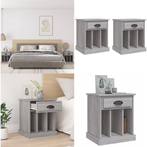 Mesitas de noche 2 unidades gris Sonoma 43x36x50 cm - Mesitas de noche - Mesita de noche gris