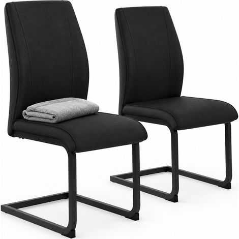 Set di 2 sedie da pranzo nere 99 cm in PU e metallo, design moderno - CHICFURN (1/5)