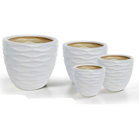 Set de 4 cachepots en céramique blanche Ø29/21/15/12 cm