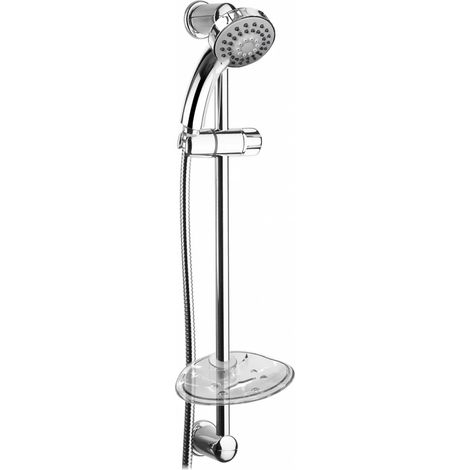 Shower Slide Rail Kit with Head Round Style Chrome Finish with Soap Dish SRK002