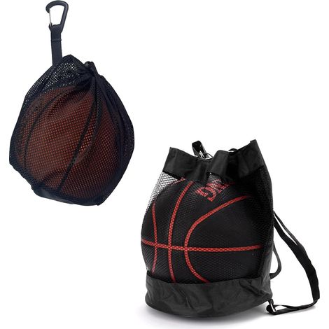 2 x Football Bag for Football/Basketball/Rugby with Oxford Mesh Durable and Waterproof Versatile Sports Bag with Drawstring and Carabiner (1/5)