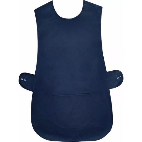 Sleeveless Polyester Apron with Straps, Work Jacket with Snap Closure, Kitchen/Service Apron, Protects Clothes from Splashes, Cleaning, Array, Dark Blue (1/5)