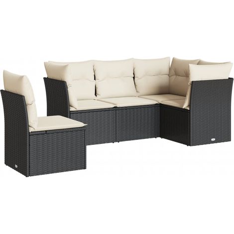 Maison Exclusive - Set de muebles de jardín 5 pzas y cojines ratá (1/3)
