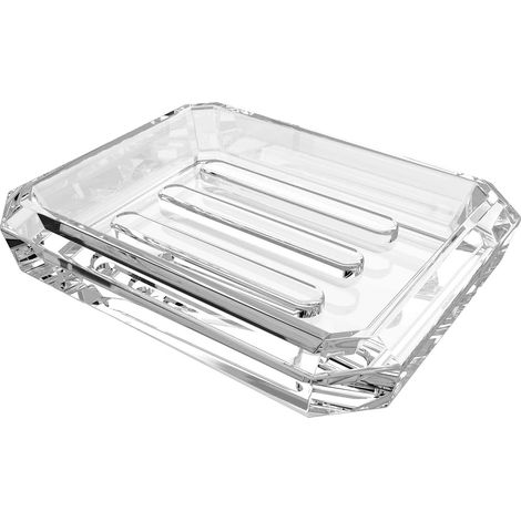 Rectangle Glass Soap Dish, Soap Saver Tray for Bathroom Countertop, Glass Sponge Holder for Shower (Clear) (1/5)
