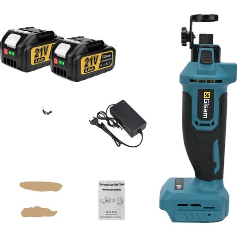 Utensile per il taglio del cartongesso, motore brushless, velocità regolabile, 2 batterie (1/2)