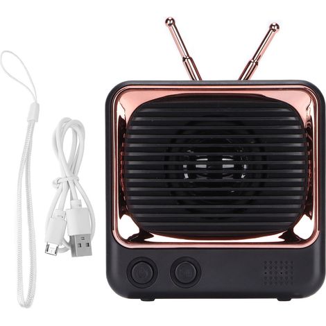 Mini-Bluetooth-Lautsprecher im klassischen TV-Design – Schwarz