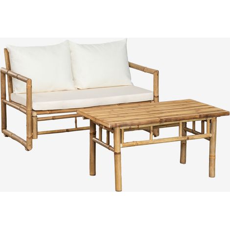 Set da giardino con divano a 2 posti e tavolino 90x50 cm in bambù Livayna SKLUM            
