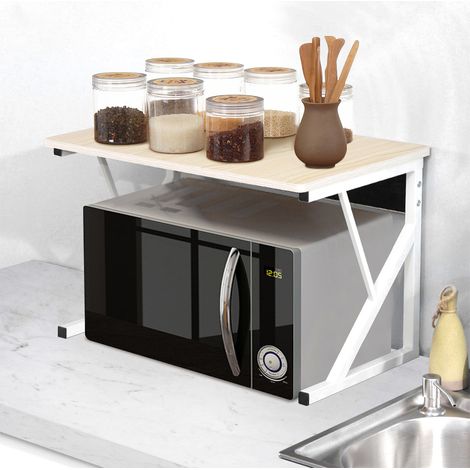 Skecten Estantería de Cocina / Soporte para microondas / Baldas para microondas / con 1 Estantes / Negro