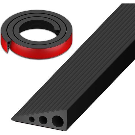 Rampe de Seuil de Porte,2.5x6.5x100cm Barre de Seuil Adhesive Noir Rampe de Seuil en Caoutchouc Compensation de Hauteur pour Fauteuils Roulants, Robot Aspirateur, Ouvertures de Portes (1/5)