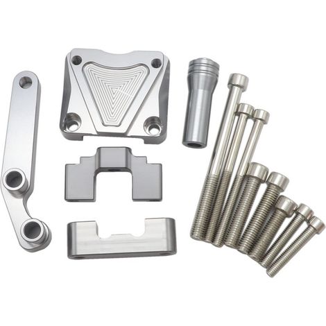 Modification de pièces de moto Kawasaki Ninja 300 : support de règle en titane, amortisseur usiné CNC