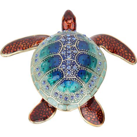 Rhinestone turtle-shaped jewelry box, storage space, rustproof, bright color, sparkling sea turtle, ornament for home decoration, gifts (1/4)